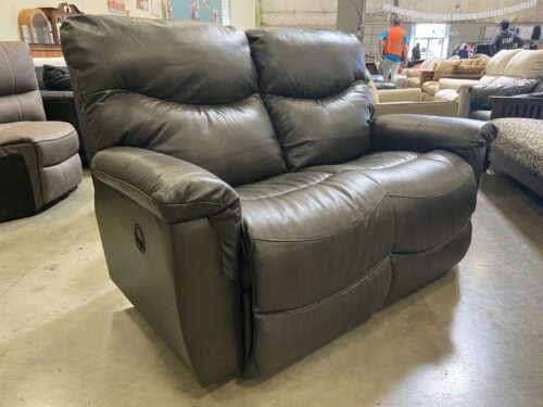 LA-Z-BOY Carbon Pebbled Leather Dual Recline Loveseat