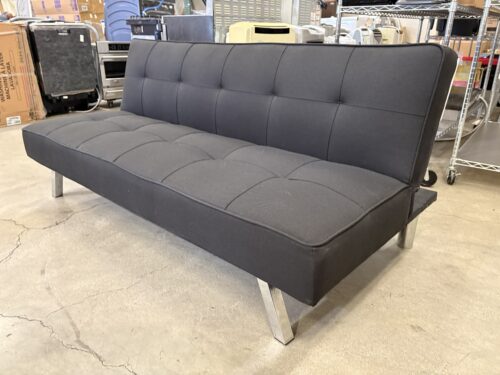 SERTA Modern Black Tufted Futon with Chrome Legs