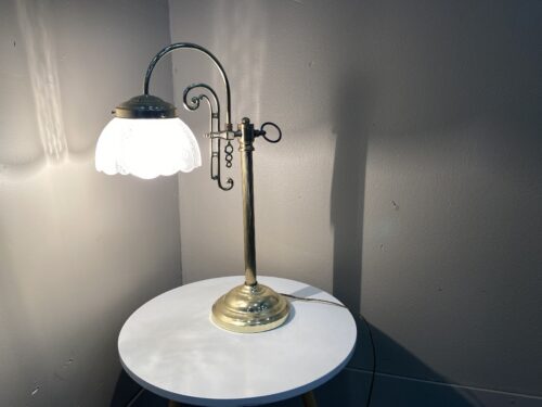 Vintage Decorative Brass Table Lamp with Frosted Glass Shade