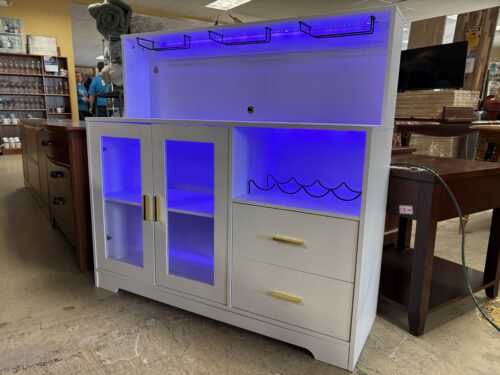 White 2-Door LED Lighted Bar Cabinet