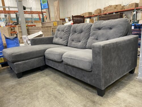 Modern Charcoal Grey Tufted L-Shape Sectional
