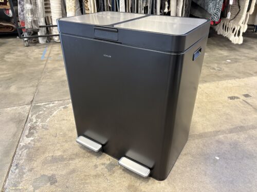 KOHLER 82-Liter Black Stainless Steel Dual-Bin Step Trash Can