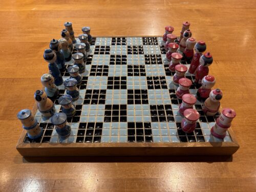Vintage Handmade Japanese Kokeshi-Style Chess Set