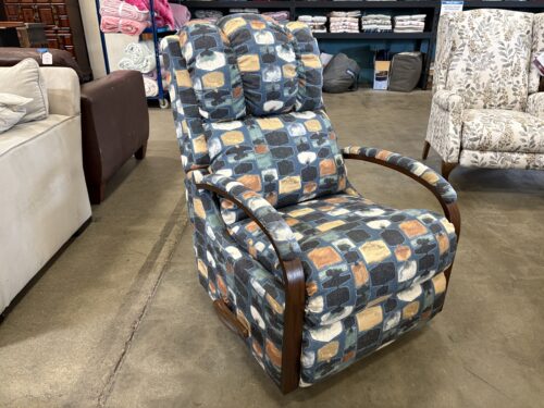 LA-Z-BOY Blue Geometric Upholstered Swivel Rocking Manual Recliner