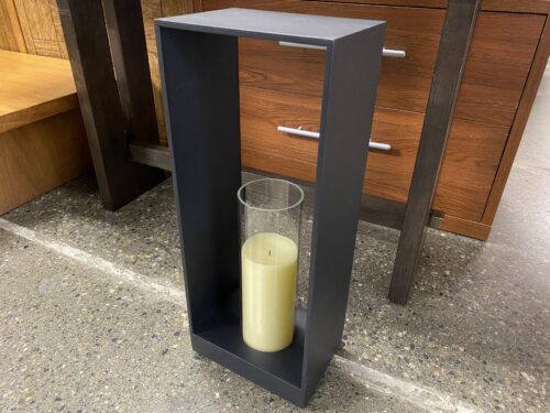 RESTORATION HARDWARE Toulan Outdoor 25" Aluminium Slate Lantern w/ Glass
