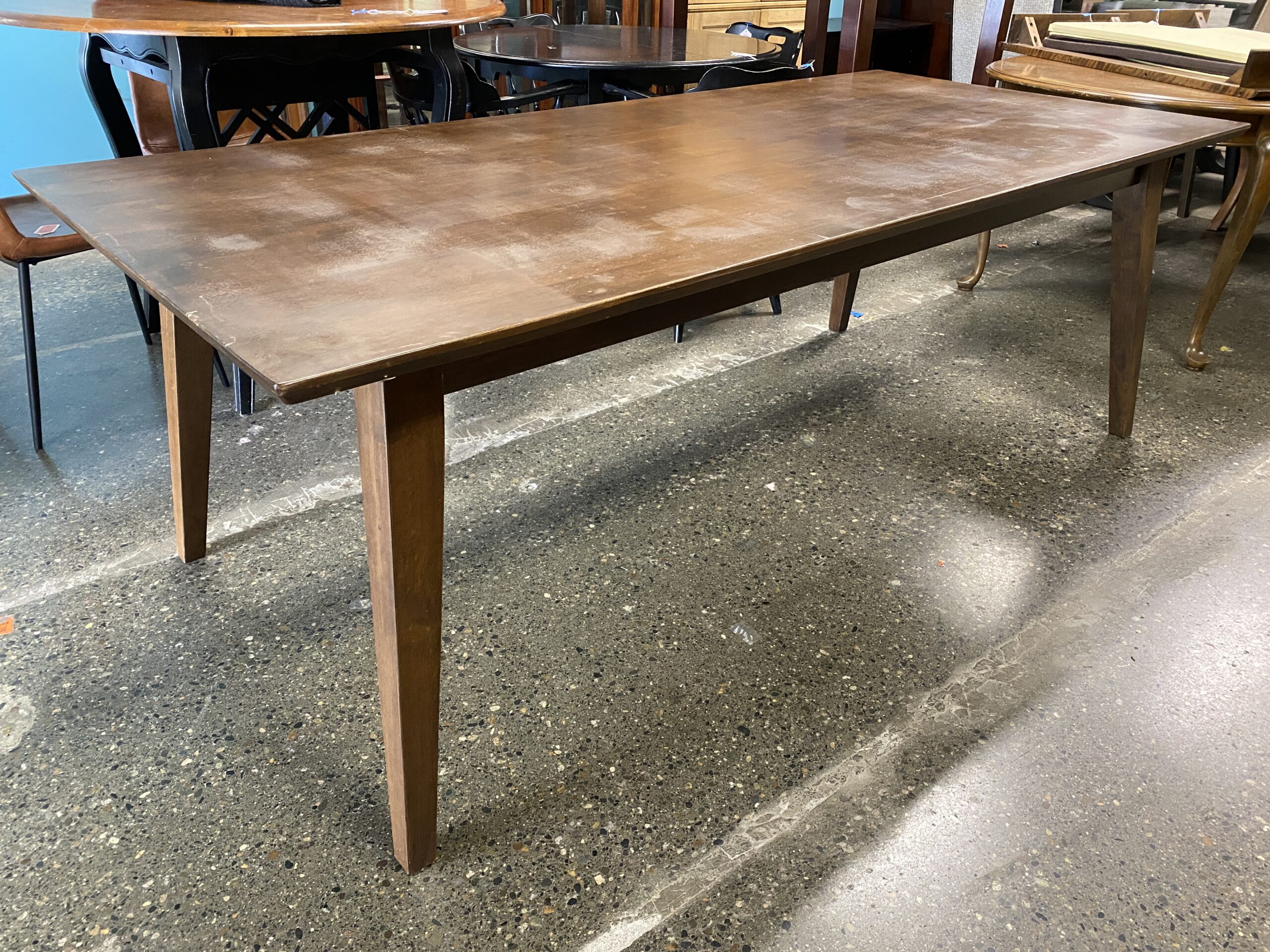 Walnut Stained Rectangular Tapered Leg Dining Table