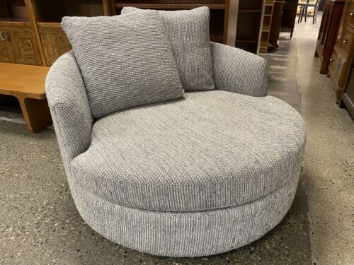 CRATE & BARREL Tillie Textured Grey Oversized Swivel Accent Chair
