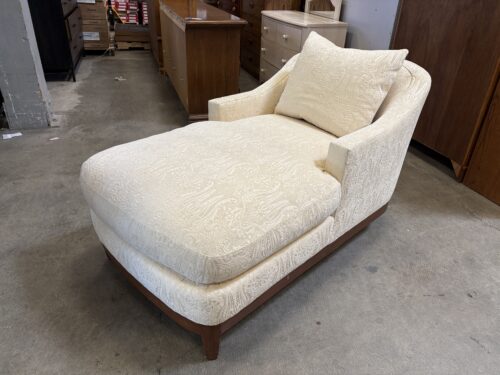 A. RUDIN Down Filled Ivory Damask Chaise Lounge with Wooden Base