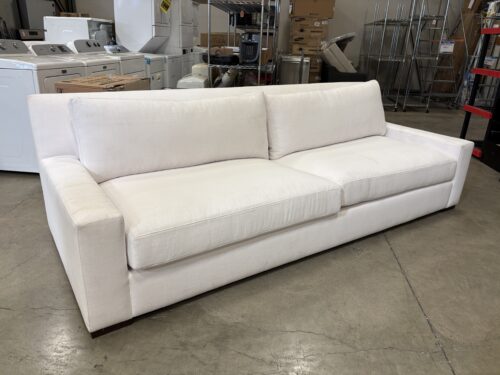 RESTORATION HARDWARE Modern Down Filled White Square Arm Wide Seat Sofa