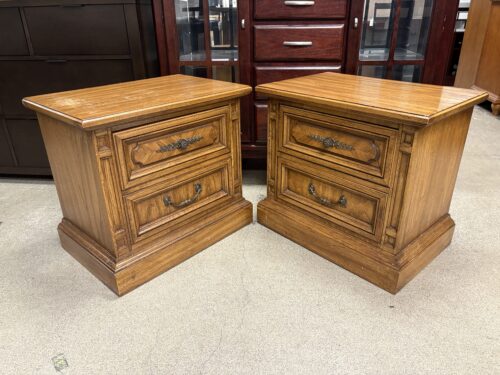DIXIE Nutmeg Italian Neoclassical 2-Drawer Nightstand (Set of 2)