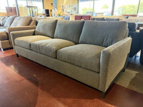 ROOM & BOARD Modern 3-Seater Tweed Sofa in Blue Gray with Feather Cushions