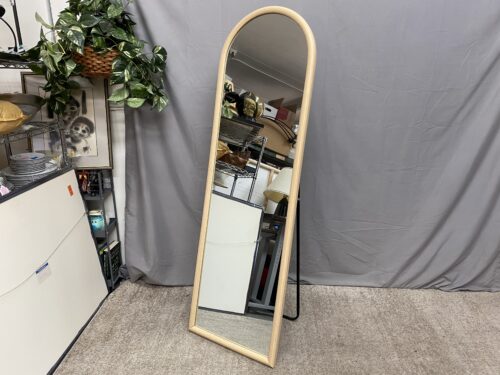 Light Wooden Arched Standing Full Length Mirror