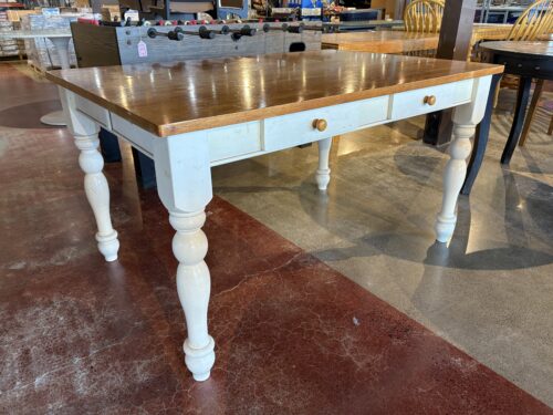 White Two-Tone Farmhouse Style Rectangular Dining Table