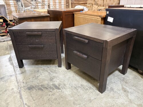 Espresso Finished 2 Drawer Solid Wood Nightstand with Exposed Through Mortis and Tenon Joints (Set of 2)