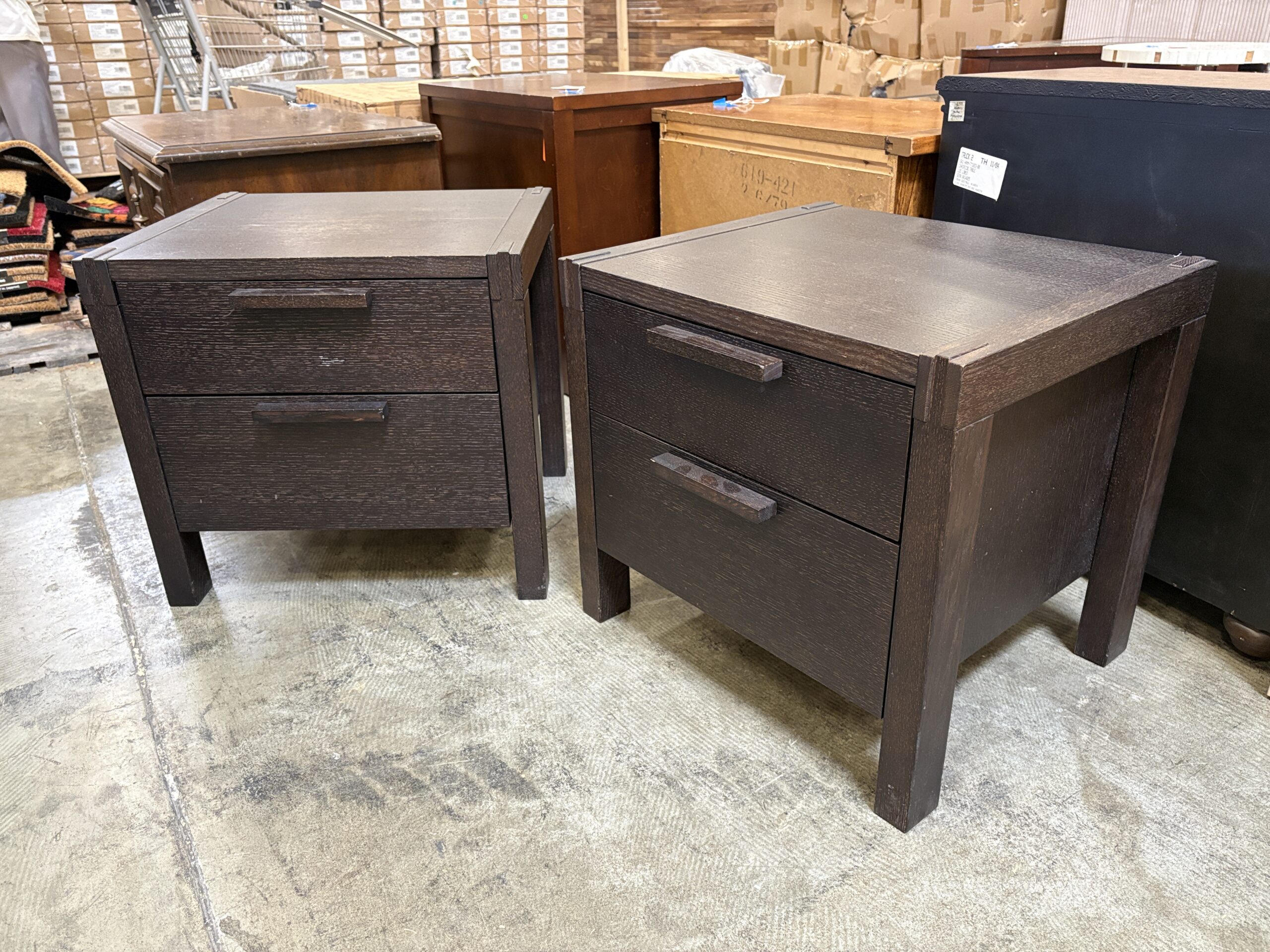 Espresso Finished 2 Drawer Solid Wood Nightstand with Exposed Through Mortis and Tenon Joints (Set of 2)