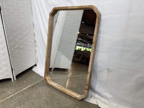 NEW! KATE AND LAUREL Rustic Brown Wood Framed Mirror with Scallop Corners