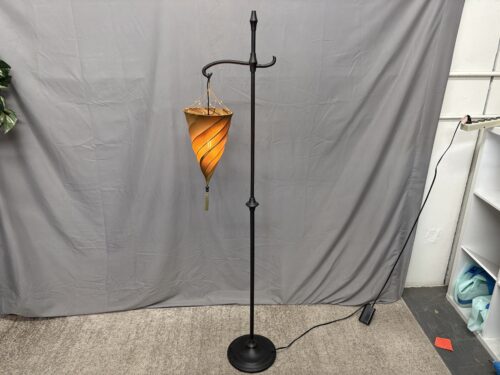 Spiral Goldenrod Wrought Iron Hanging Pendant Floor Lamp