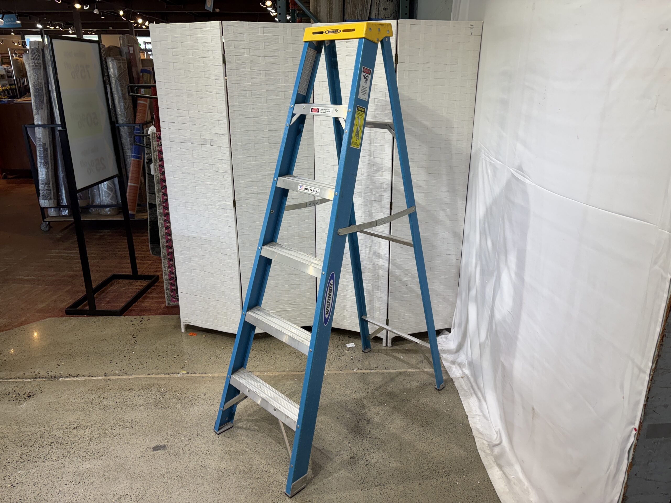 WERNER Blue 6-Ft. Fiberglass Step Ladder
