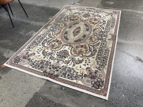 Beige & Tan Floral French Aubusson Handwoven 4.5'x7' Area Rug
