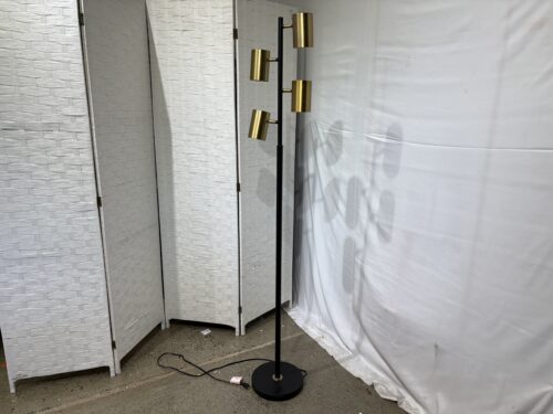 Dean Spotlight Floor Lamp in Black/Brass with Touch Sensor and Adjustable Heads