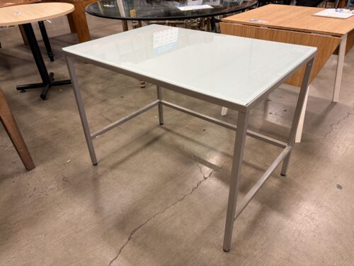 Modern Frosted Glass Top Desk with Metal Base