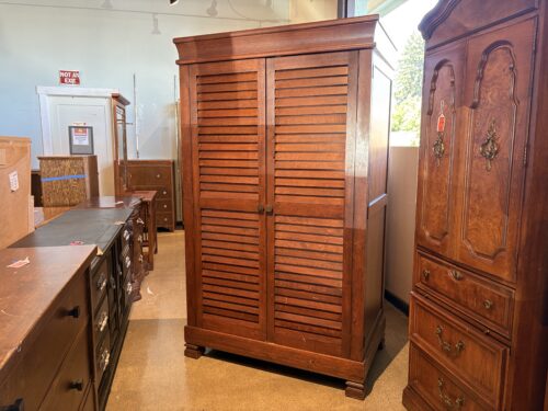 POTTERY BARN Sumatra Solid Wood Shutter Panel Double Door Wardrobe