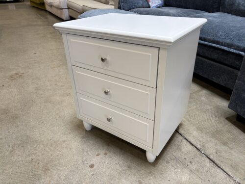 Contemporary White 3 Drawer Nightstand