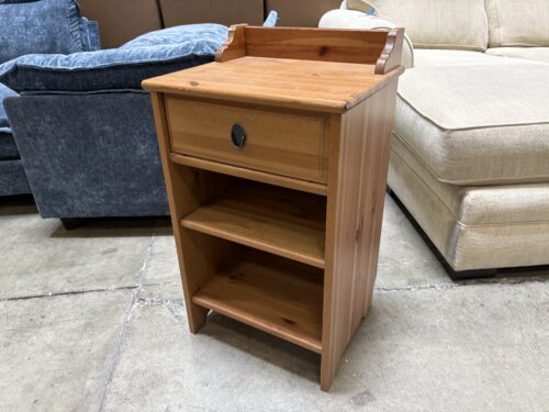 Vintage Knotty Pine Nightstand with Shelving