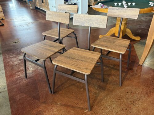 Modern Dining Chairs with Curved Backrest in Rustic Brown (Set of 4)