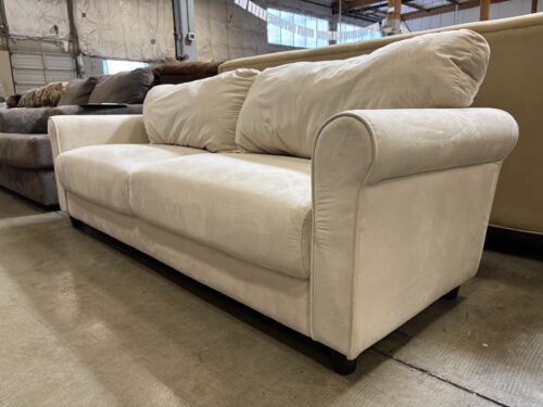 Contemporary Ivory Microplush 2 Seat Sofa