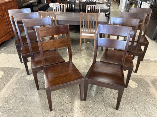 CRATE & BARREL Dark Honeywood Basque Side Chair (Set of 8)