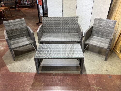 COSTWAY PatioJoy 4 Piece Patio Set with Glass Table