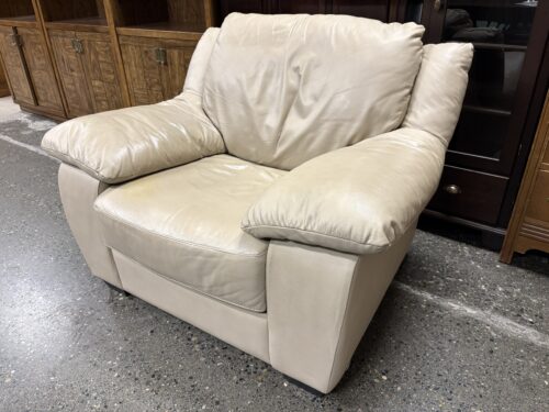 ITALSOFA Beige Leather Wide Arm Chair