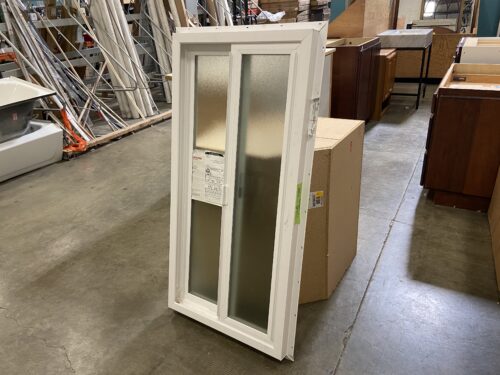 NEW! MILGARD X WINDOW NATION 47x23 White Vinyl Sliding Window with Pebble Textured Privacy Glass