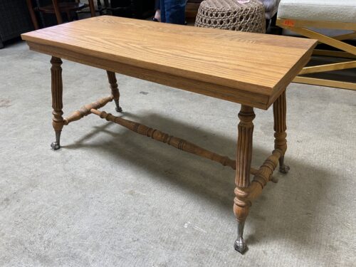Vintage Wooden Accent Table with Carved Legs and Metal Claw Feet