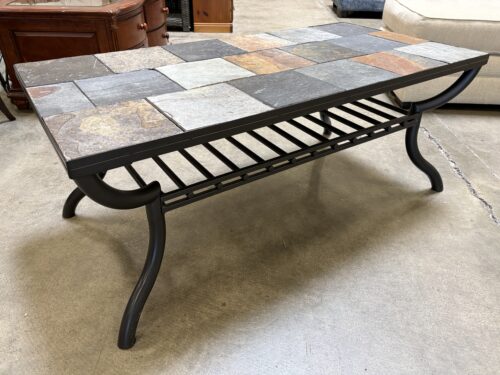 Contempory Outdoor Patio Coffee Table with Mixed Tile Top