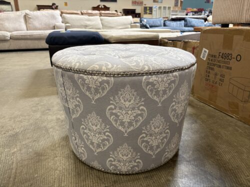 Modern Damask Pattern Light Blue Storage Ottoman