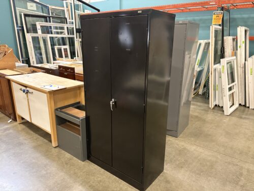 ULINE Black Metal Utility Cabinet with Shelving