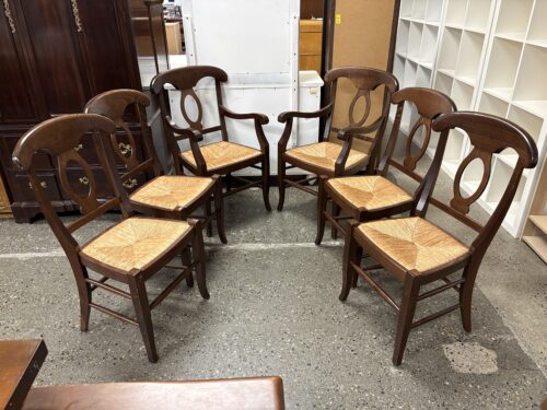 POTTERY BARN Napoleon Style Made in Italy Rush Seat Dining Chairs (Set of 6)