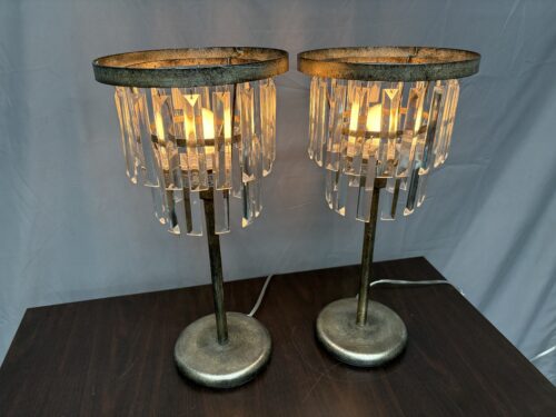Distressed Champagne Dangling Crystald Table Lamp (Set of 2)