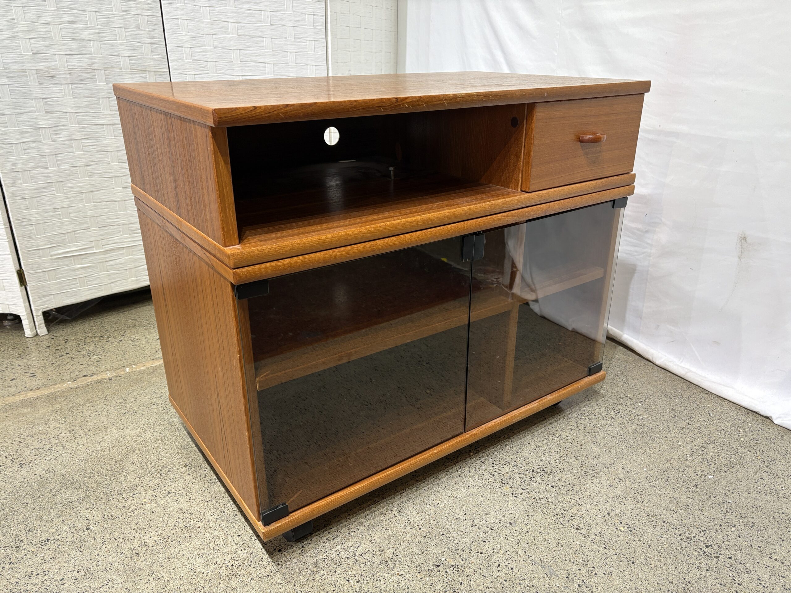 Vintage Mid-Century Modern Teak Swivel TV Stand & Media Console
