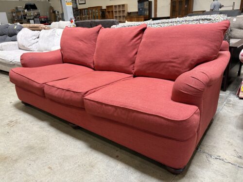 THOMASVILLE Brick Red Down Filled 3 Seat Sofa with English Rolled Arms