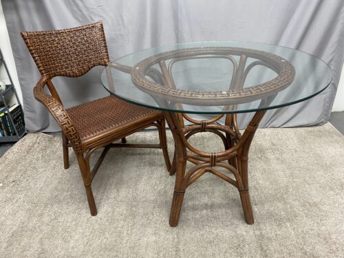 Outdoor Bamboo 2-Toned Glass Top Dining Set (Set of 2)