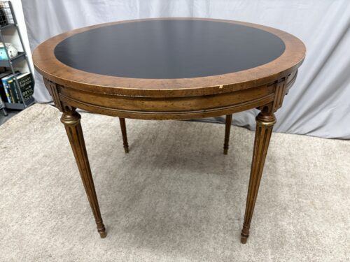 DREXEL HERITAGE Vintage French Neoclassical Card Table w/ Pull Out Drink Tray