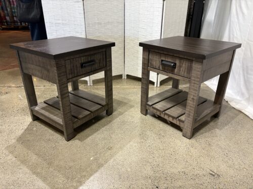 Modern Farmhouse End Tables with Two-Tone Rustic Gray Finish (Set of 2)