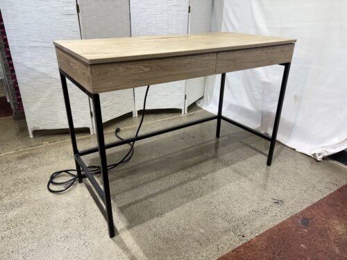 Industrial Style Office Desk with Electrical Outlet