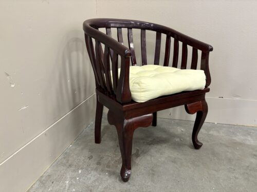 Vintage Rosewood High Gloss Finish Accent Chair with Ivory Seat Cushions