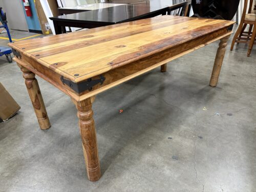 Vintage Natural Finish Rustic Wooden Dining Room Table