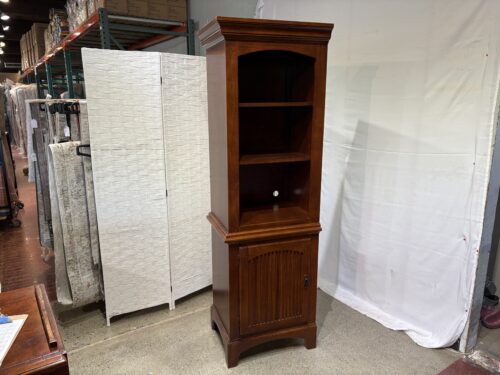 Bookcase with Fluted Lower Door in Rich Brown Finish - Left Point