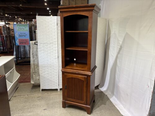Bookcase with Fluted Lower Door in Rich Brown Finish - Right Point